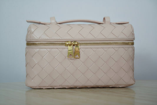 Bottega Veneta Pink Intrecciato Leather 2Way Bang bang Vanity Bag