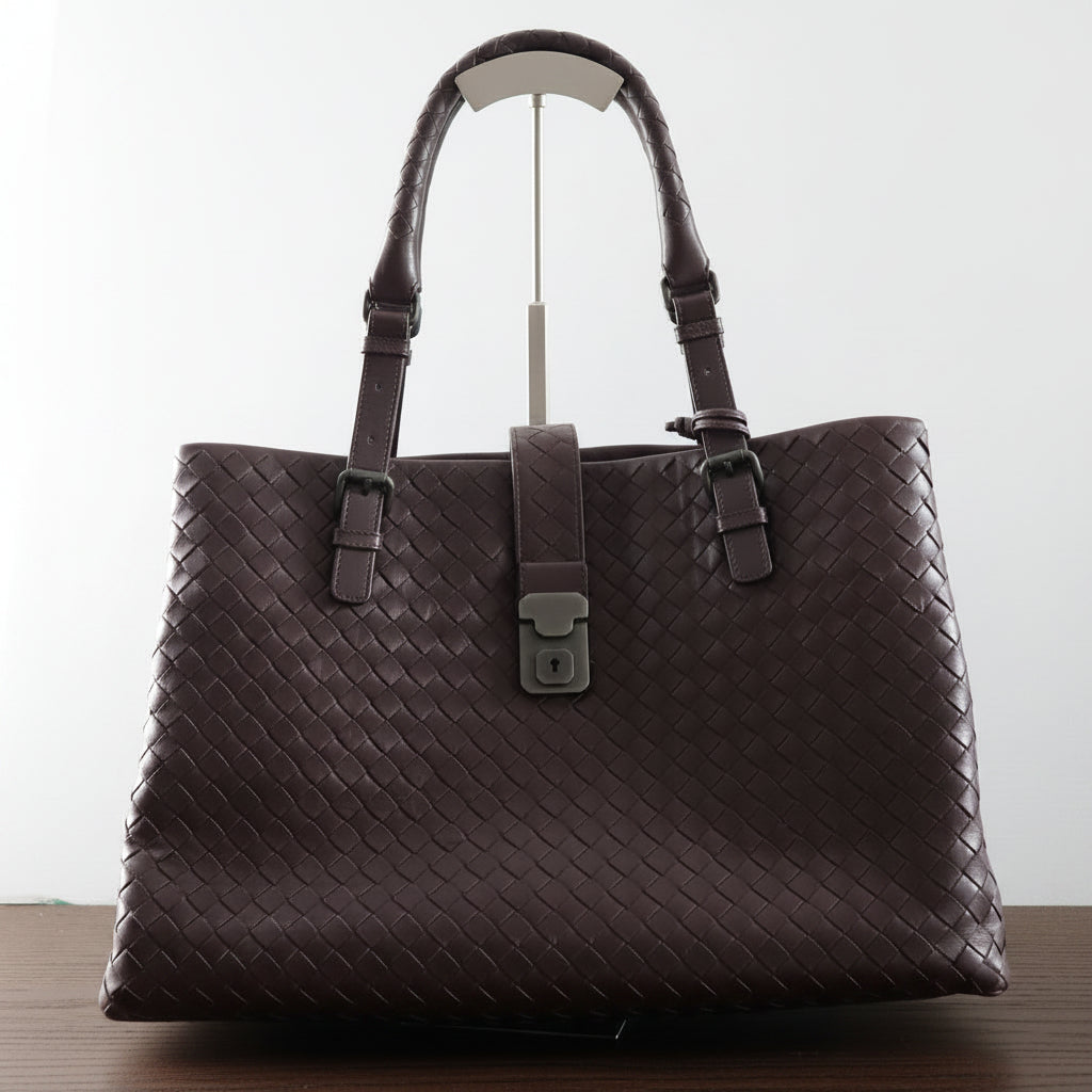 Bottega Veneta Intrecciato Roma Hand Tote, Barolo/Aubergine
