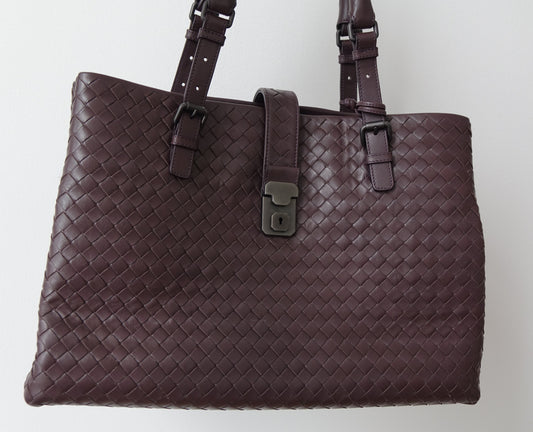 Bottega Veneta Intrecciato Roma Hand Tote, Barolo/Aubergine