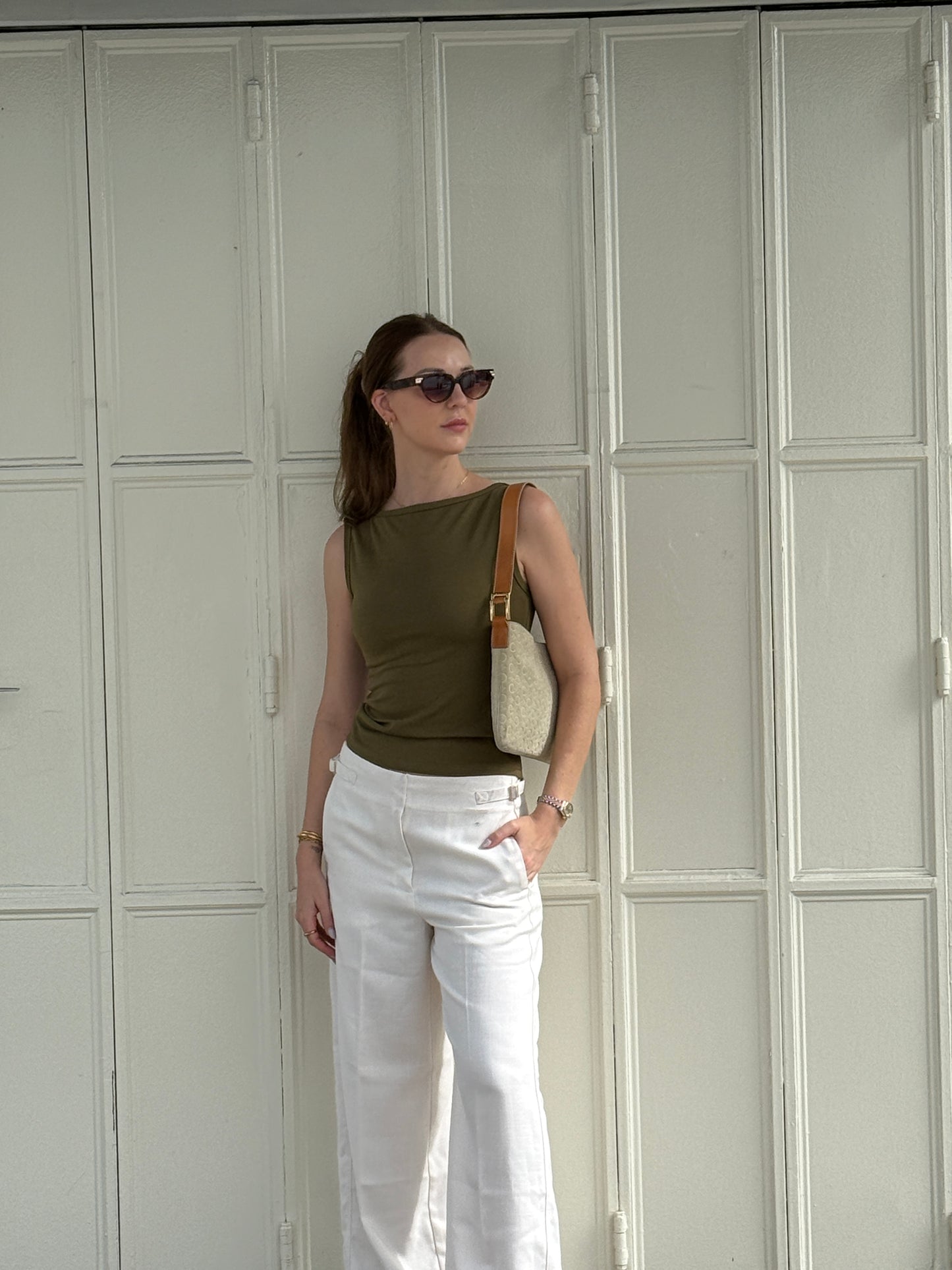 Cream Celine Suede Should Bag