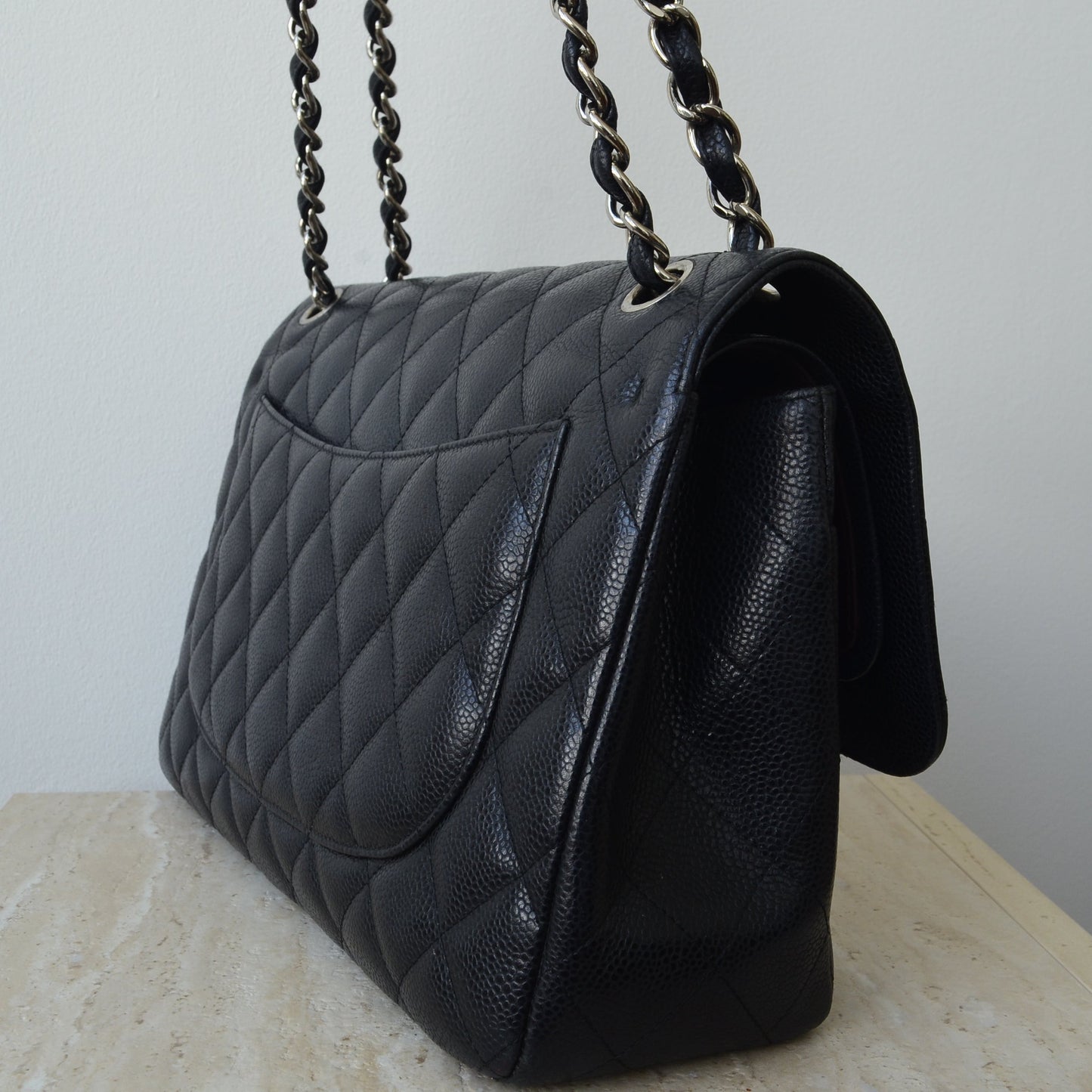 Chanel Jumbo Black Quilted Caviar Leather Flap Bag