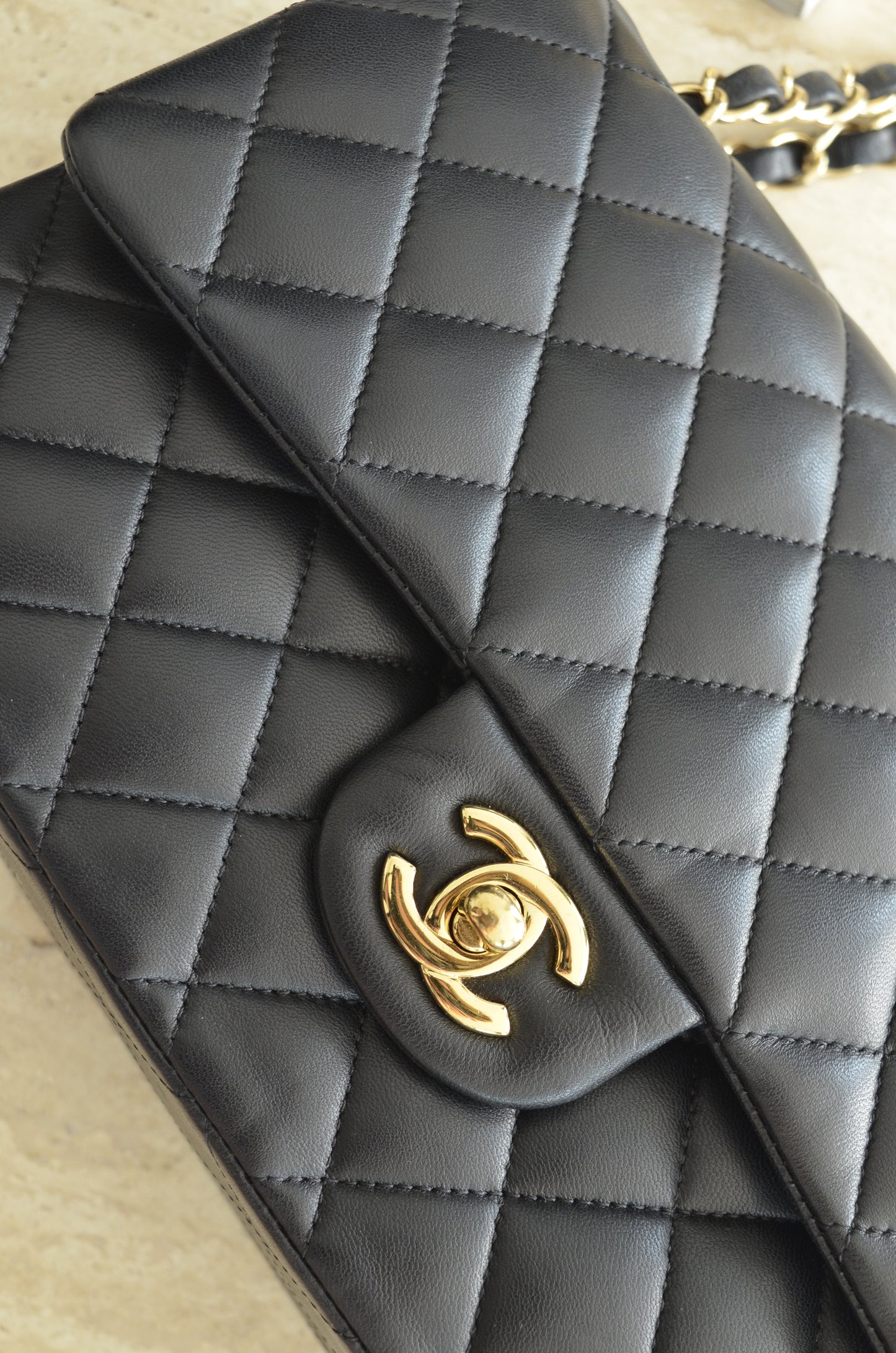 Chanel Classic Flap Bag Black Lambskin Gold Hardware