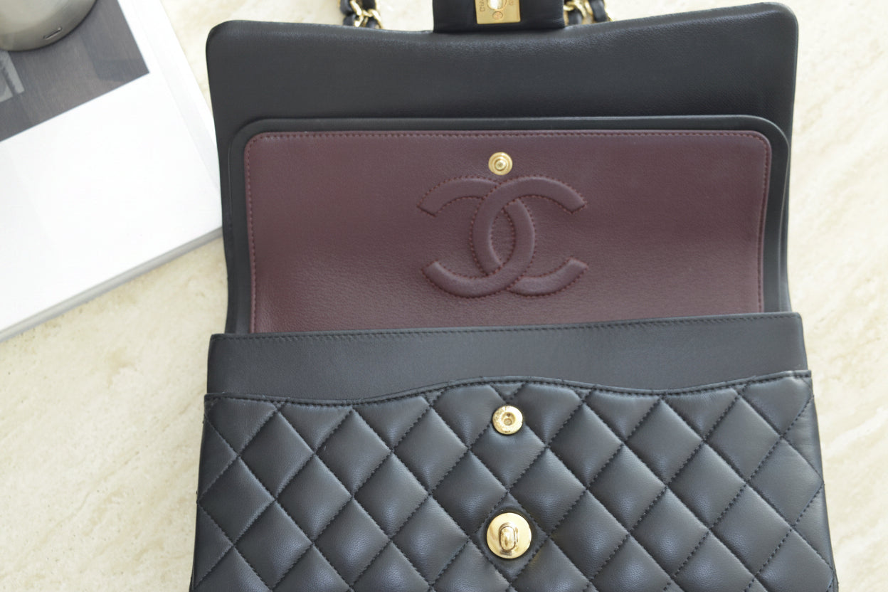 Chanel Classic Flap Bag Black Lambskin Gold Hardware