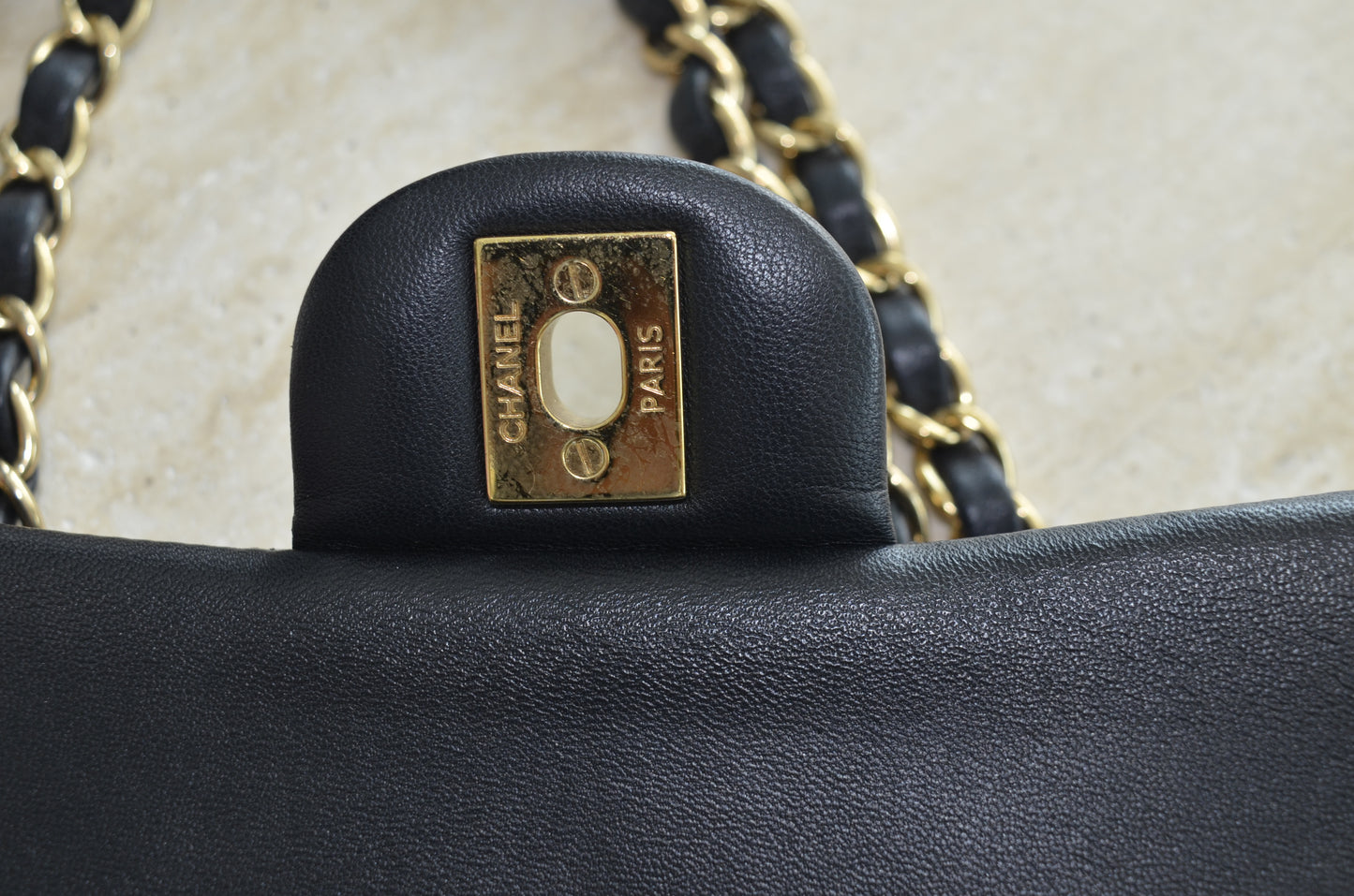 Chanel Classic Flap Bag Black Lambskin Gold Hardware