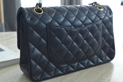 Chanel Classic Flap Bag Black Lambskin Gold Hardware