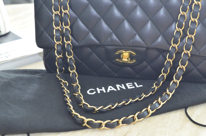Chanel Classic Flap Bag Black Lambskin Gold Hardware