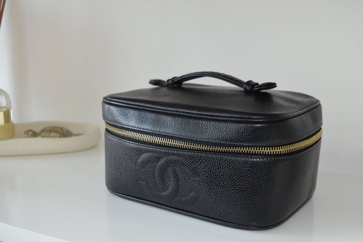 Chanel Black Caviar Leather Vanity Case