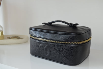 Chanel Black Caviar Leather Vanity Case