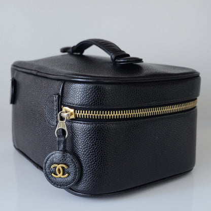 Chanel Black Caviar Leather Vanity Case