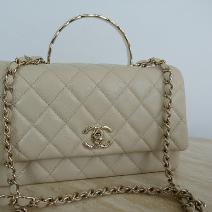 Chanel Beige Caviar Skin Top Handle Bag, 23cm, AS5555 (2025)