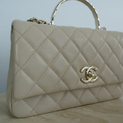 Chanel Beige Caviar Skin Top Handle Bag, 23cm, AS5555 (2025)