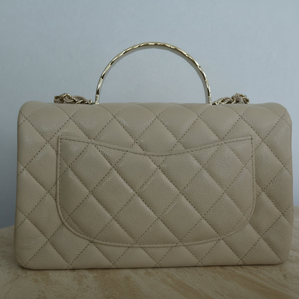 Chanel Beige Caviar Skin Top Handle Bag, 23cm, AS5555 (2025)