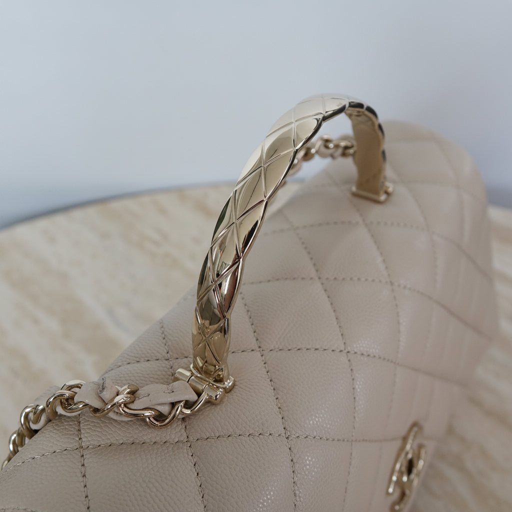 Chanel Beige Caviar Skin Top Handle Bag, 23cm, AS5555 (2025)