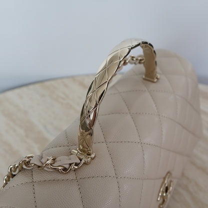 Chanel Beige Caviar Skin Top Handle Bag, 23cm, AS5555 (2025)