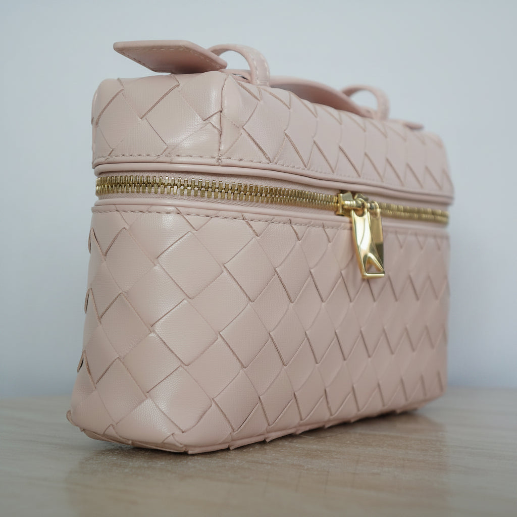 Bottega Veneta Pink Intrecciato Leather 2Way Bang bang Vanity Bag