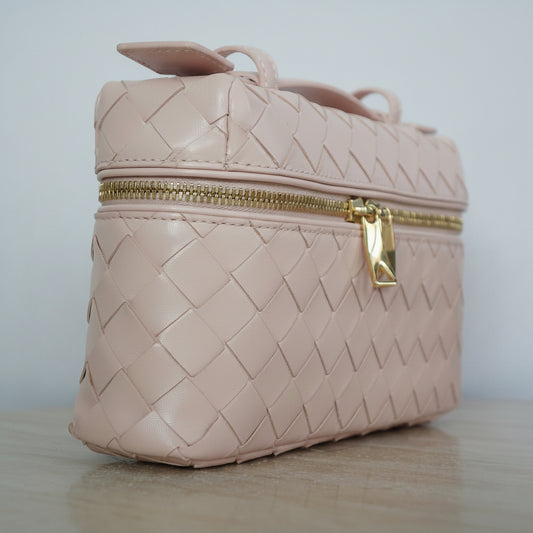 Bottega Veneta Pink Intrecciato Leather 2Way Bang bang Vanity Bag