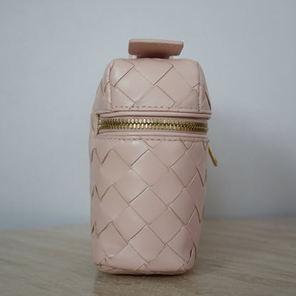 Bottega Veneta Pink Intrecciato Leather 2Way Bang bang Vanity Bag