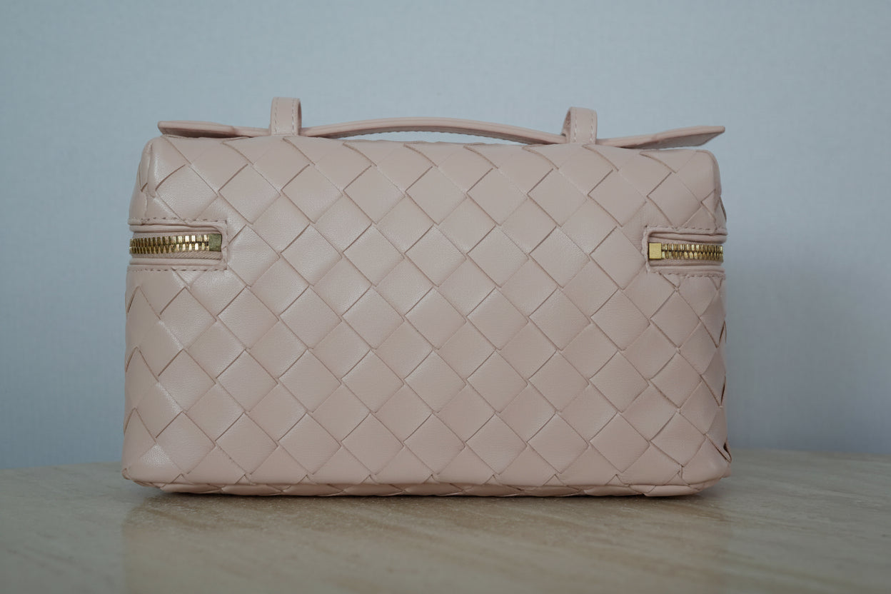 Bottega Veneta Pink Intrecciato Leather 2Way Bang bang Vanity Bag