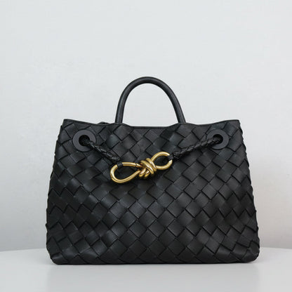 Bottega Veneta Black Intrecciato Andiamo Top Handle Bag Small