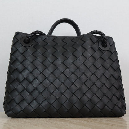Bottega Veneta Black Intrecciato Andiamo Top Handle Bag Small