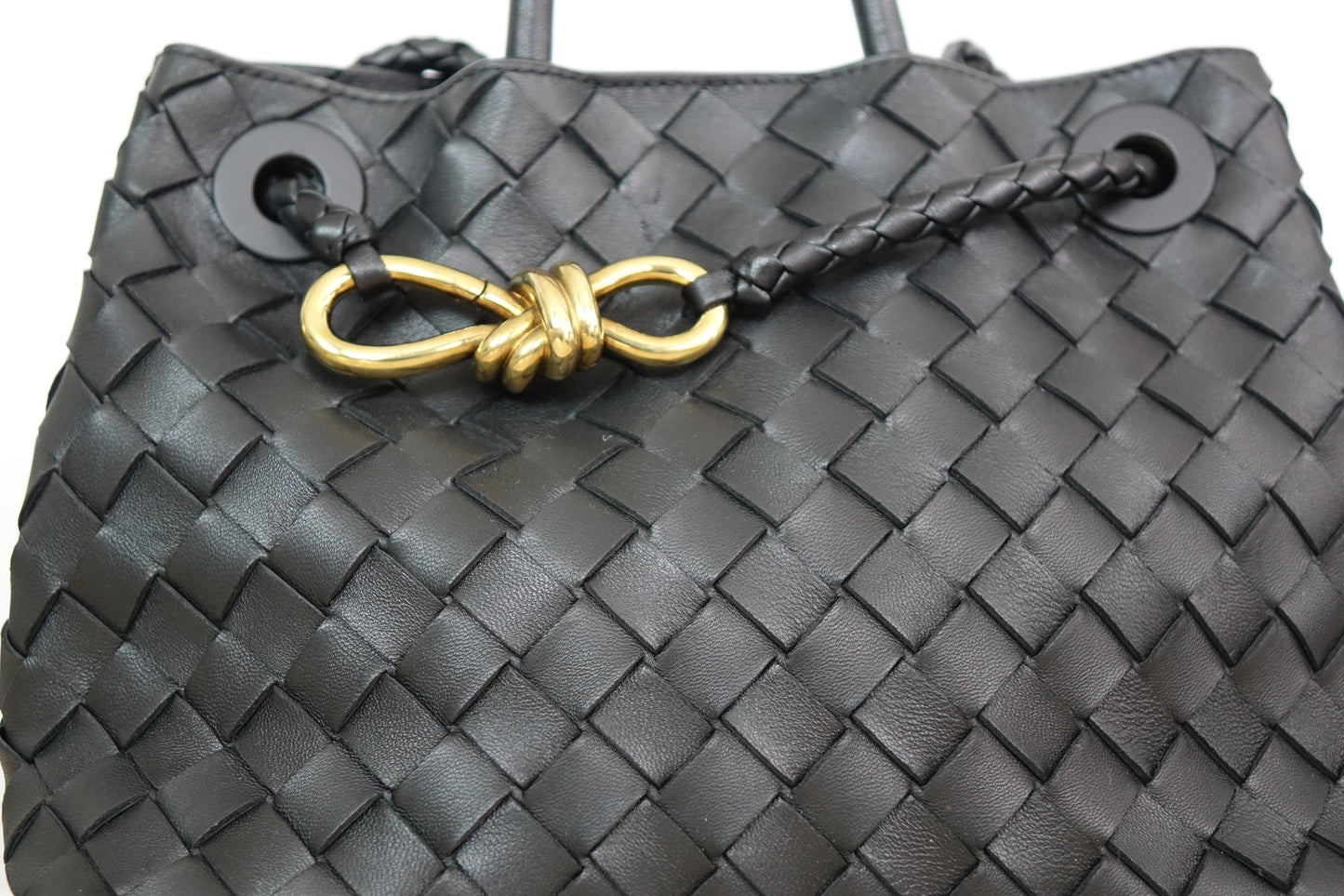 Bottega Veneta Black Intrecciato Andiamo Top Handle Bag Small