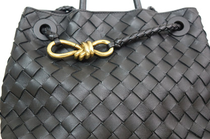 Bottega Veneta Black Intrecciato Andiamo Top Handle Bag Small