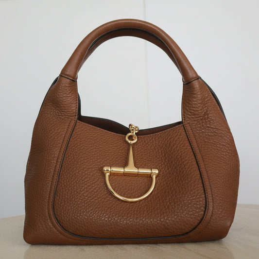 Gucci Brown Leather Softbit Medium Top Handle Bag