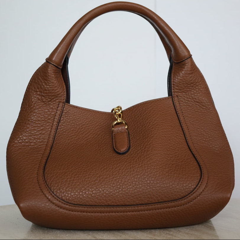 Gucci Brown Leather Softbit Medium Top Handle Bag