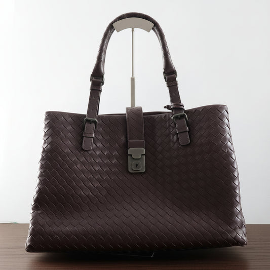 Bottega Veneta Intrecciato Roma Hand Tote, Barolo/Aubergine