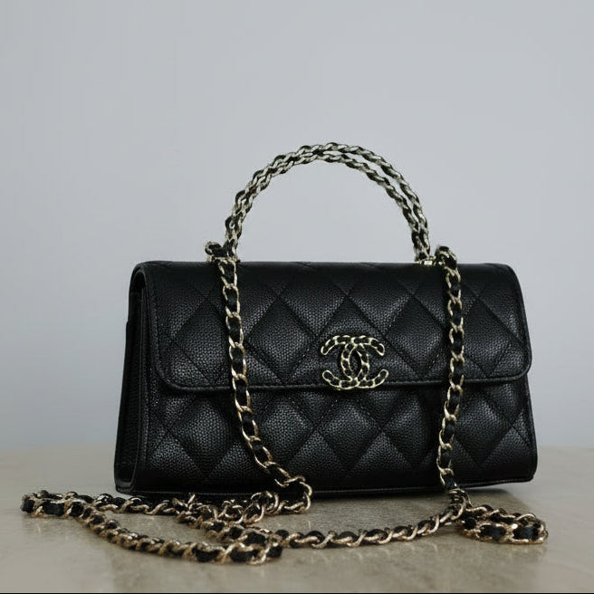 Chanel Black Caviar Coco Handle Bag, 19cm (Chanel 19)