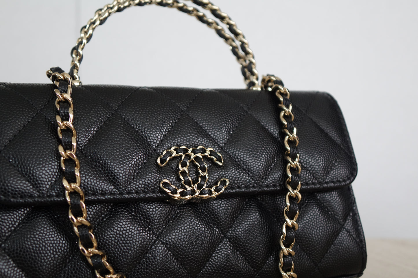 Chanel Black Caviar Coco Handle Bag, 19cm (Chanel 19)