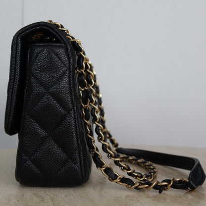 Chanel Black Caviar Leather 24cm Single Flap Bag