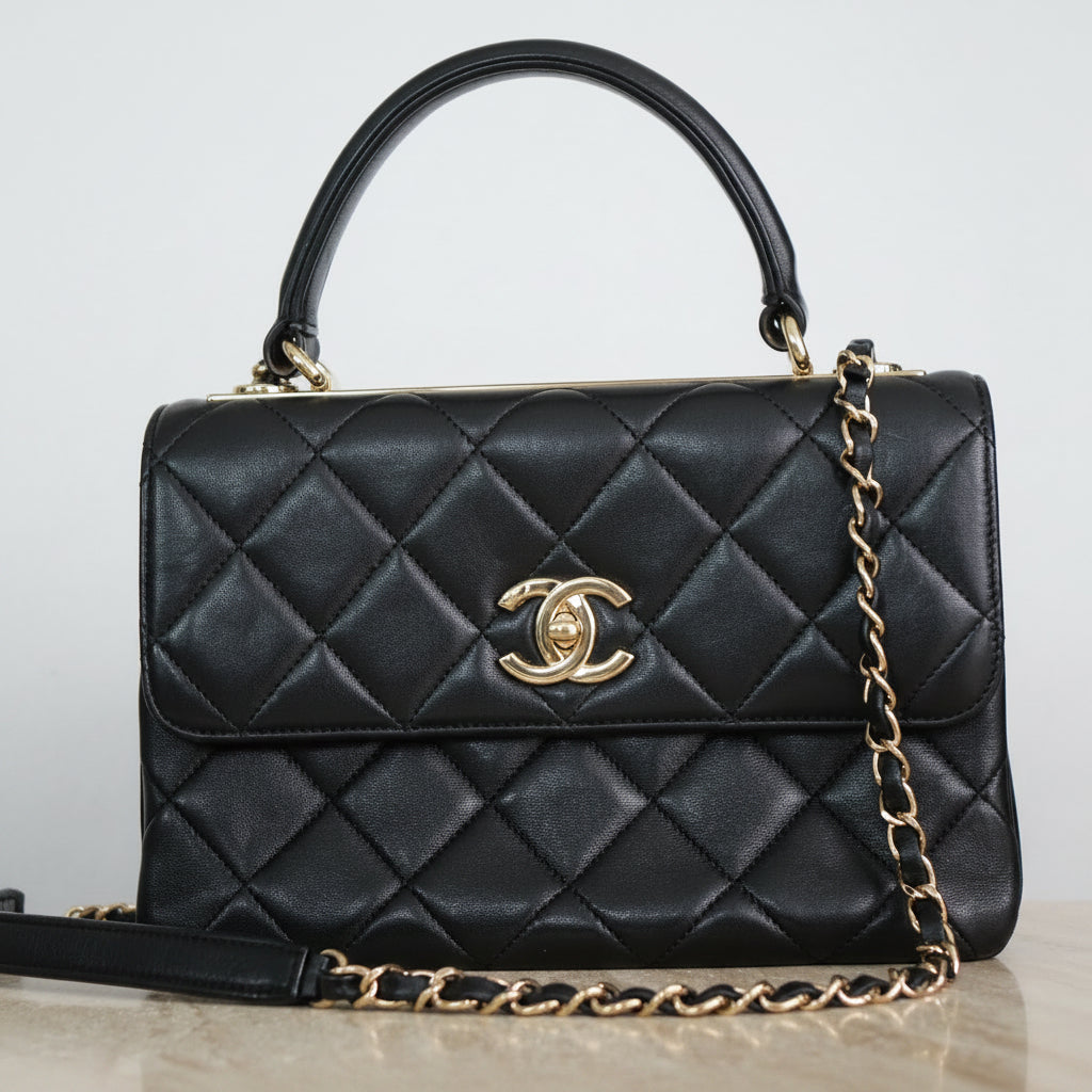 Chanel Black Lambskin Trendy CC Top Handle Bag, Small 25cm