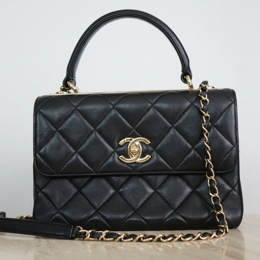 Chanel Black Lambskin Trendy CC Top Handle Bag, Small 25cm