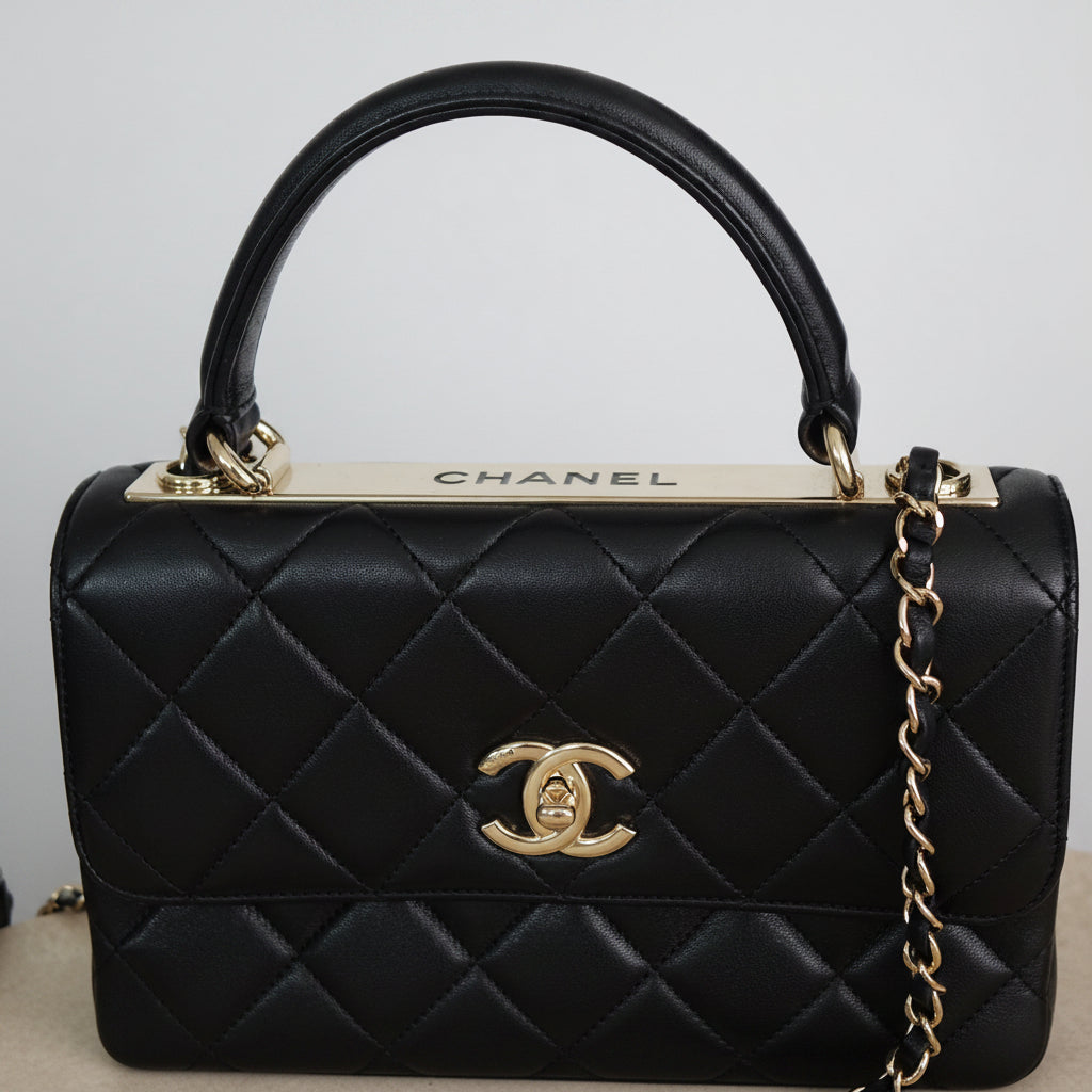 Chanel Black Lambskin Trendy CC Top Handle Bag, Small 25cm