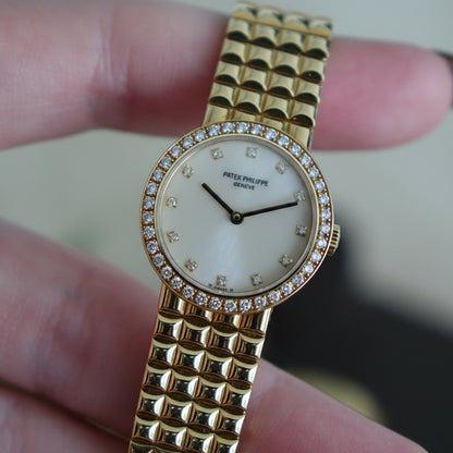 Patek Philippe Ladies Calatrava Reference 4746, Yellow Gold & Diamond, Bracelet Watch (1989)