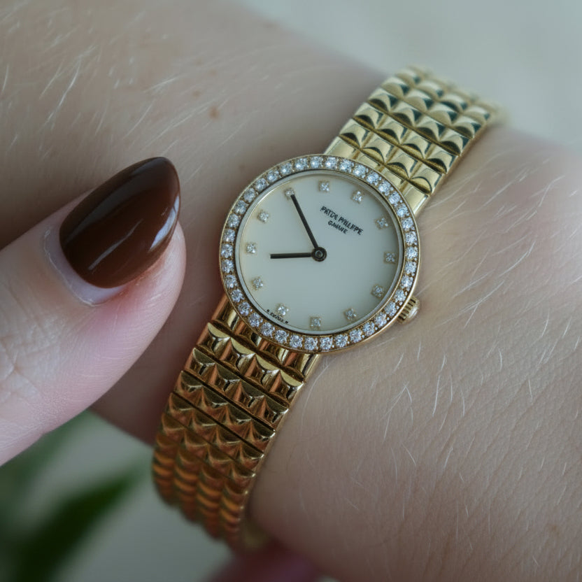 Patek Philippe Ladies Calatrava Reference 4746, Yellow Gold & Diamond, Bracelet Watch (1989)