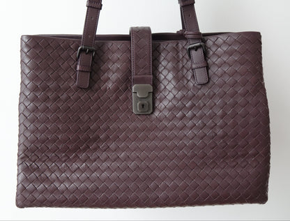 Bottega Veneta Intrecciato Roma Hand Tote, Barolo/Aubergine