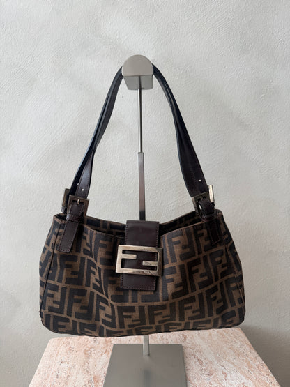 Fendi Zucca Canvas Mamma Baguette Shoulder Bag