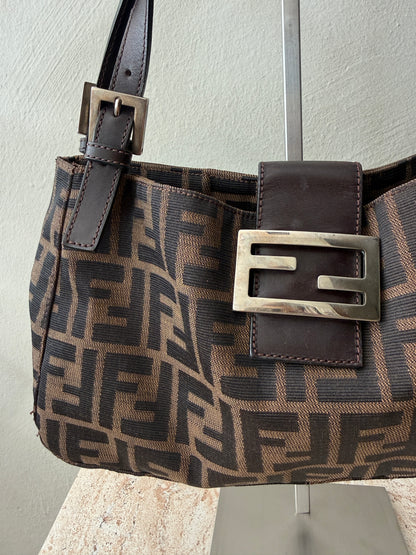Fendi Zucca Canvas Mamma Baguette Shoulder Bag