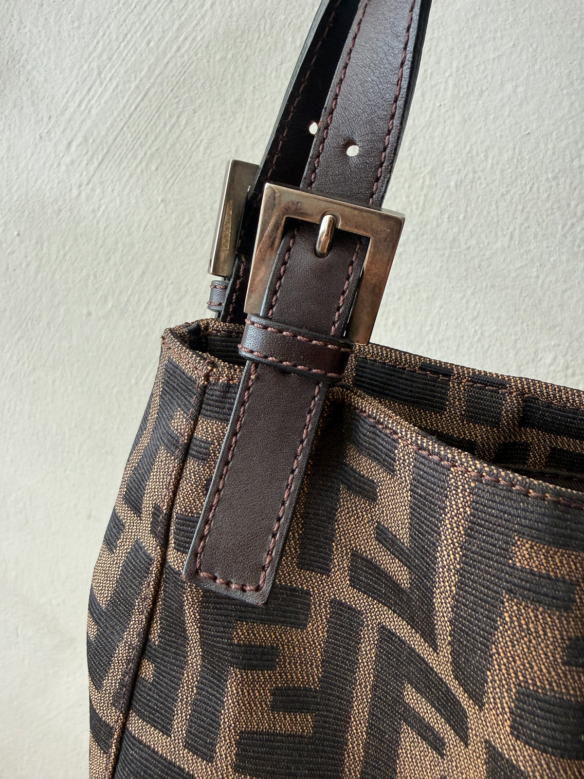 Fendi Zucca Canvas Mamma Baguette Shoulder Bag