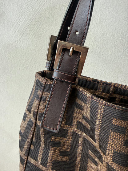 Fendi Zucca Canvas Mamma Baguette Shoulder Bag