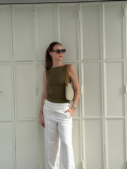 Cream Celine Suede Should Bag