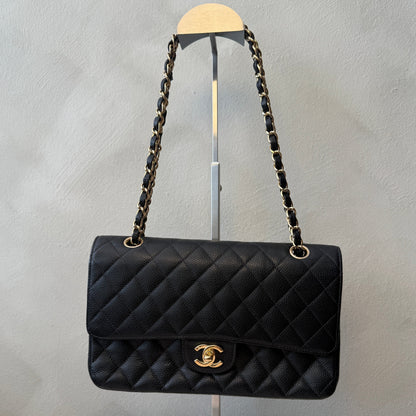 Chanel Classic Double Flap Bag — Medium, Caviar Leather, Black