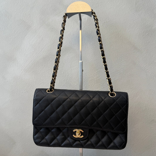 Chanel Classic Double Flap Bag — Medium, Caviar Leather, Black