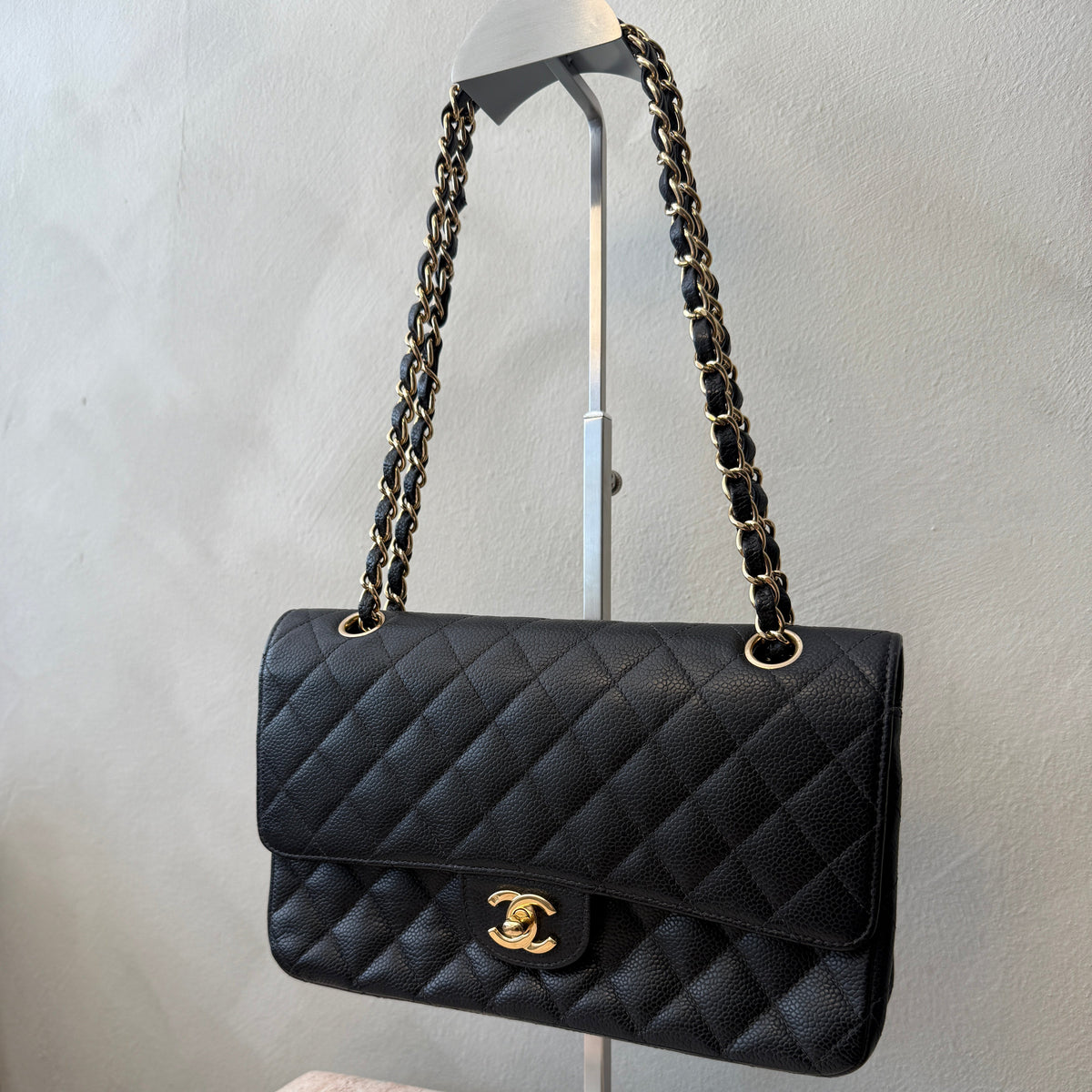 Chanel Classic Double Flap Bag — Medium, Caviar Leather, Black