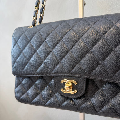 Chanel Classic Double Flap Bag — Medium, Caviar Leather, Black