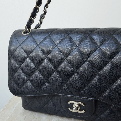 Chanel Jumbo Black Quilted Caviar Leather Flap Bag