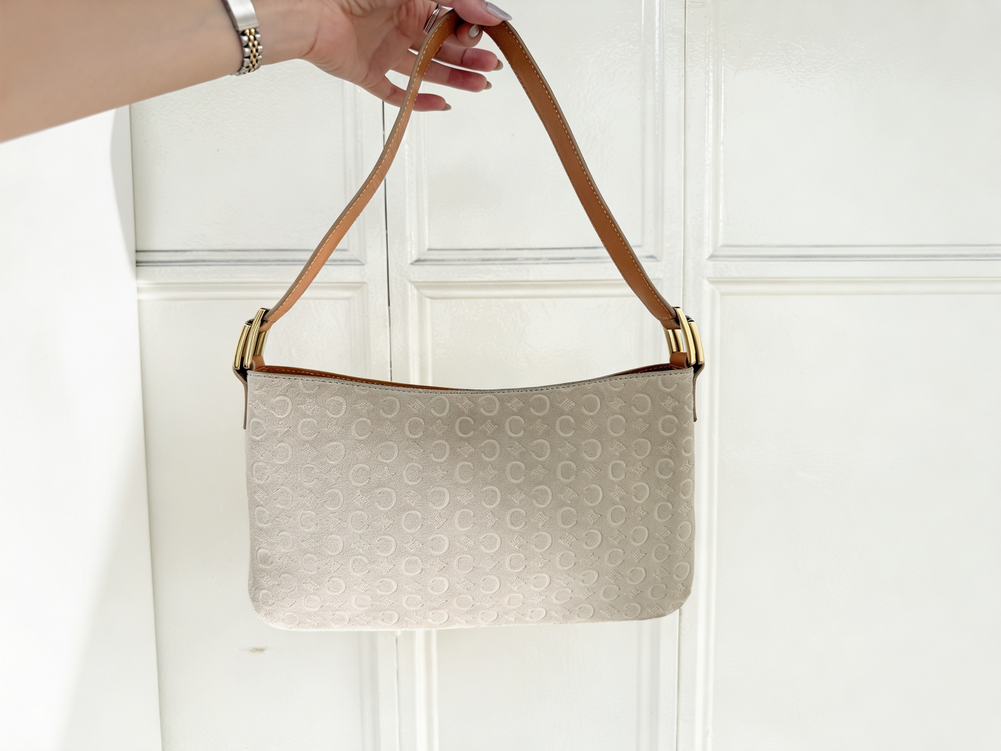 Cream Celine Suede Should Bag